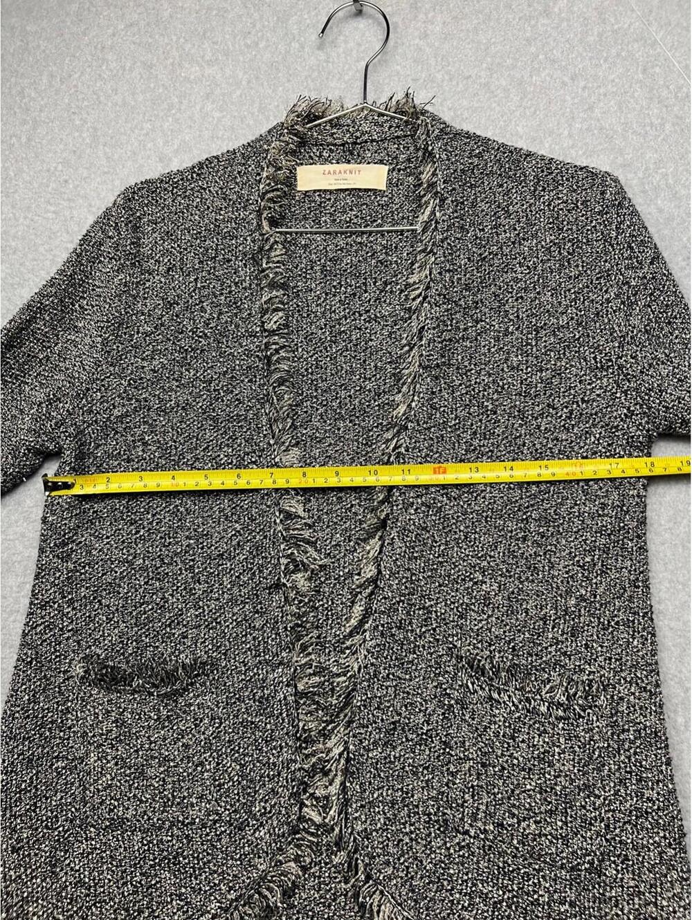 Zara Knit Womens Metallic Distressed Open Front Cardigan Sweater M Chic - Picture 8 of 10